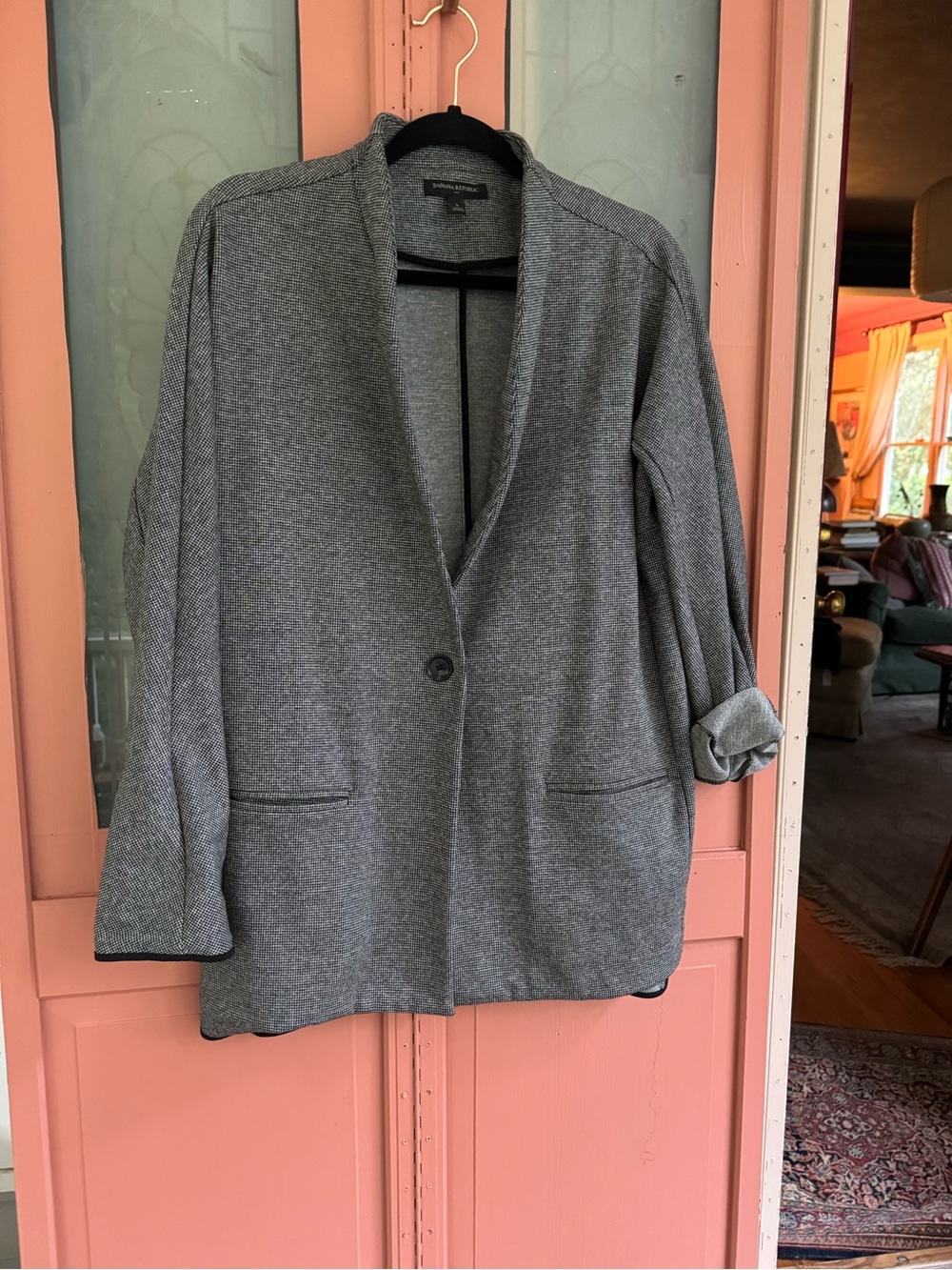 Banana Republic Gray Knit One-Button Blazer